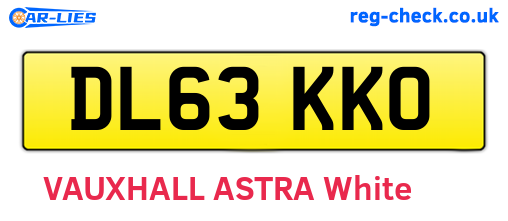 DL63KKO are the vehicle registration plates.