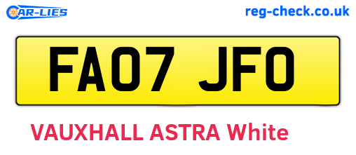 FA07JFO are the vehicle registration plates.
