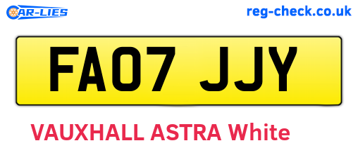 FA07JJY are the vehicle registration plates.