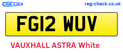 FG12WUV are the vehicle registration plates.
