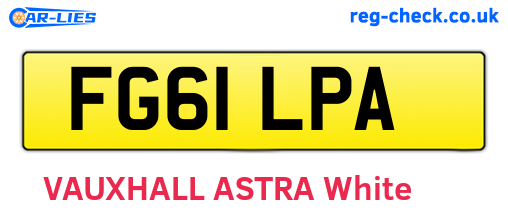 FG61LPA are the vehicle registration plates.