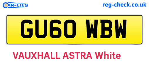 GU60WBW are the vehicle registration plates.
