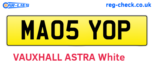MA05YOP are the vehicle registration plates.