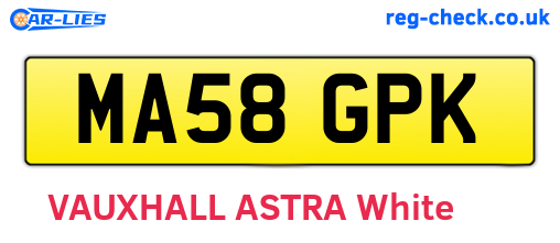MA58GPK are the vehicle registration plates.