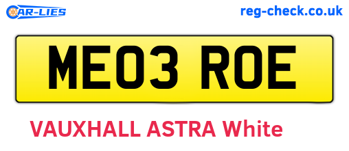 ME03ROE are the vehicle registration plates.