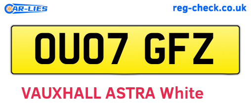 OU07GFZ are the vehicle registration plates.