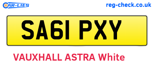 SA61PXY are the vehicle registration plates.