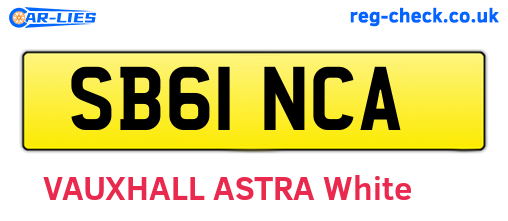 SB61NCA are the vehicle registration plates.