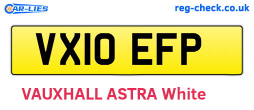 VX10EFP are the vehicle registration plates.