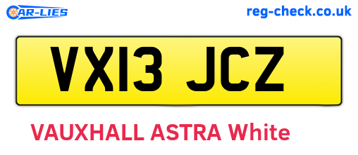 VX13JCZ are the vehicle registration plates.