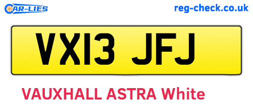 VX13JFJ are the vehicle registration plates.