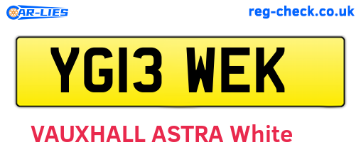 YG13WEK are the vehicle registration plates.
