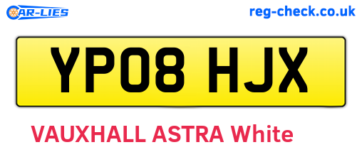 YP08HJX are the vehicle registration plates.