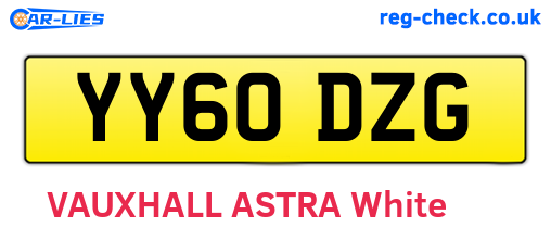 YY60DZG are the vehicle registration plates.