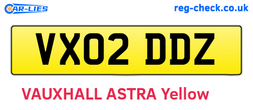 VX02DDZ are the vehicle registration plates.