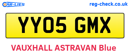 YY05GMX are the vehicle registration plates.