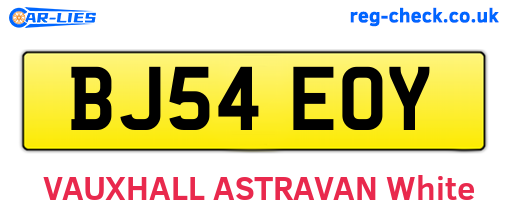 BJ54EOY are the vehicle registration plates.