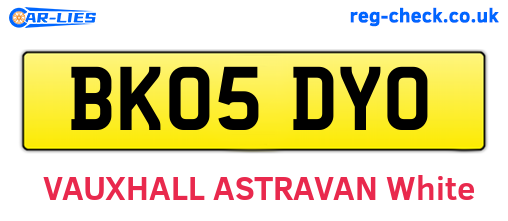 BK05DYO are the vehicle registration plates.