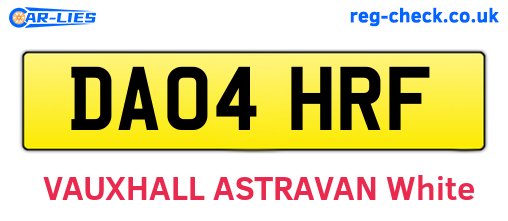 DA04HRF are the vehicle registration plates.