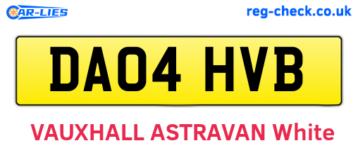 DA04HVB are the vehicle registration plates.