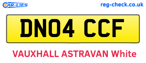 DN04CCF are the vehicle registration plates.