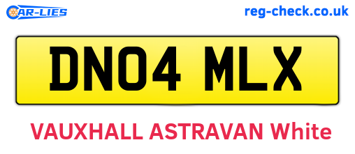 DN04MLX are the vehicle registration plates.