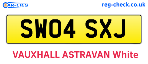 SW04SXJ are the vehicle registration plates.