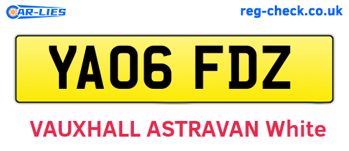 YA06FDZ are the vehicle registration plates.