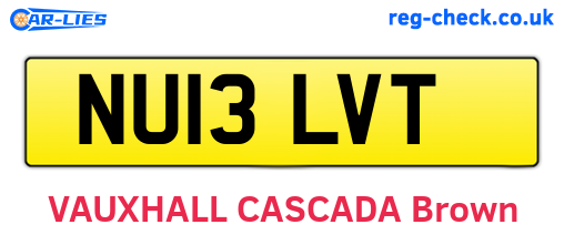 NU13LVT are the vehicle registration plates.