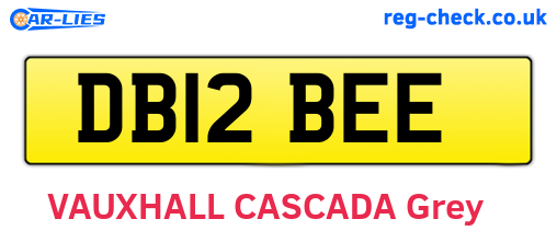 DB12BEE are the vehicle registration plates.