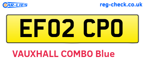 EF02CPO are the vehicle registration plates.