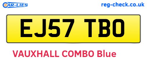 EJ57TBO are the vehicle registration plates.