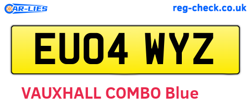 EU04WYZ are the vehicle registration plates.