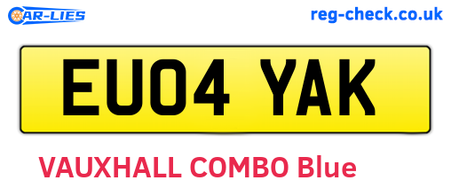 EU04YAK are the vehicle registration plates.
