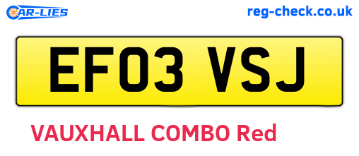 EF03VSJ are the vehicle registration plates.