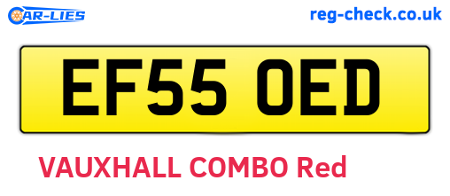 EF55OED are the vehicle registration plates.