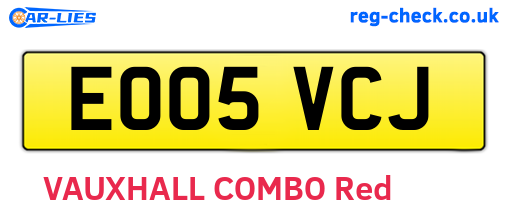 EO05VCJ are the vehicle registration plates.