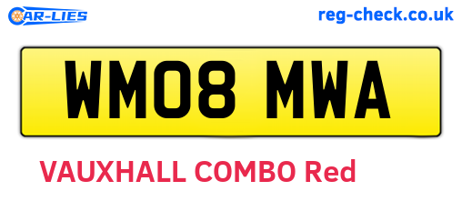 WM08MWA are the vehicle registration plates.