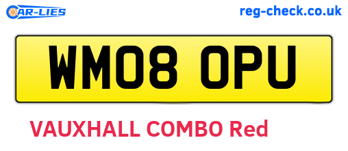 WM08OPU are the vehicle registration plates.