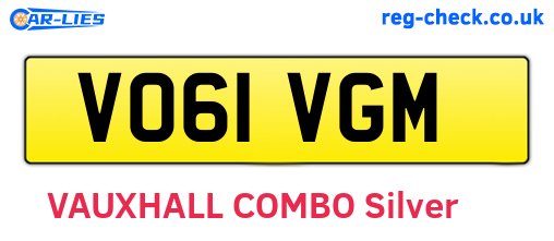 VO61VGM are the vehicle registration plates.