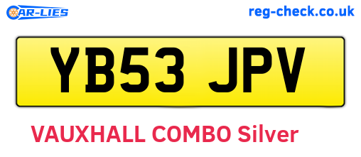 YB53JPV are the vehicle registration plates.