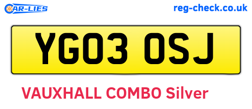 YG03OSJ are the vehicle registration plates.