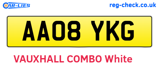 AA08YKG are the vehicle registration plates.