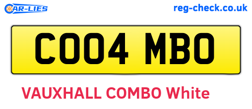 CO04MBO are the vehicle registration plates.