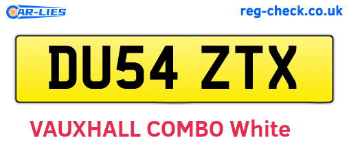 DU54ZTX are the vehicle registration plates.