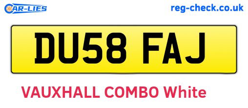 DU58FAJ are the vehicle registration plates.