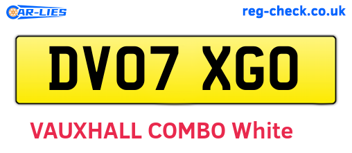 DV07XGO are the vehicle registration plates.