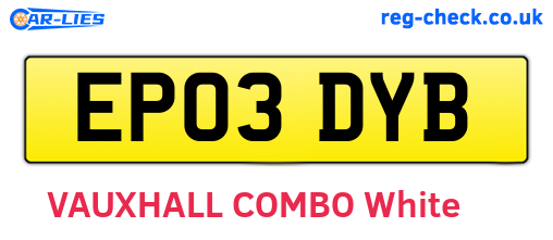 EP03DYB are the vehicle registration plates.