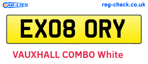 EX08ORY are the vehicle registration plates.