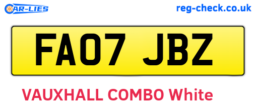 FA07JBZ are the vehicle registration plates.